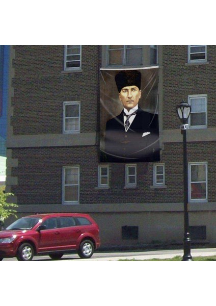 Kalpaklı Gazi Mustafa Kemal Atatürk Poster Dış Cephe Bayrağı-3x4,5metre