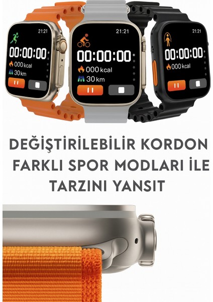H27 Ultra 3 Akıllı Saat Bluetooth Kulaklık ve 4 Kordon Dahil Süper Set modelleri