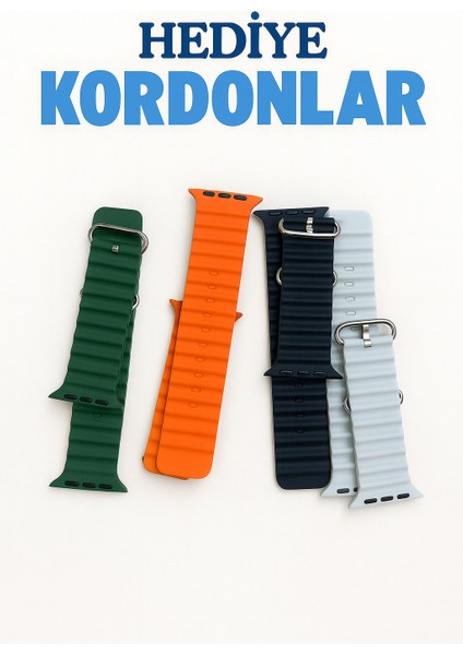 H27 Ultra 3 Akıllı Saat Bluetooth Kulaklık ve 4 Kordon Dahil Süper Set