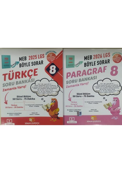 Sinan Kuzucu Yayınları Lgs 8. Sınıf Türkçe+Paragraf Soru Bankası