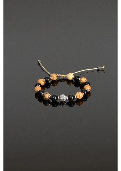 Obsidyen - Jasper - Zirkon Doğal Taş Makrome Bileklik fiyatları