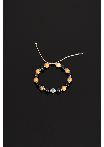 Obsidyen - Jasper - Zirkon Doğal Taş Makrome Bileklik modelleri