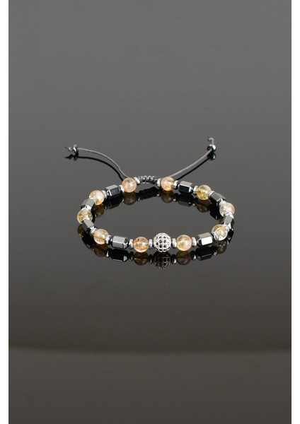 Sitrin - Hematit Doğal Taş Makrome Bileklik fiyatları