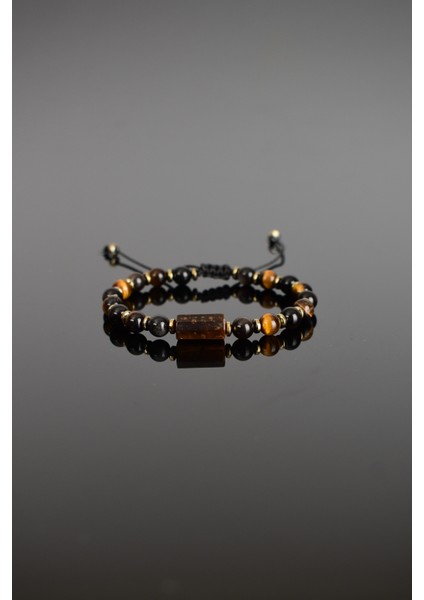 Obsidyen - Kaplan Gözü Doğal Taş Makrome Bileklik