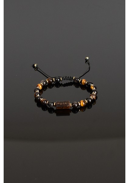 Obsidyen - Kaplan Gözü Doğal Taş Makrome Bileklik fiyatları