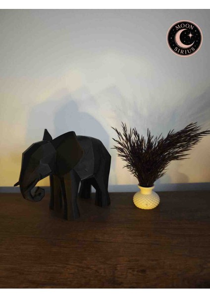 Geometrik Siyah Fil Biblo | Modern Dekoratif Masa ve Raf Süsü 13x15x10 fiyatları