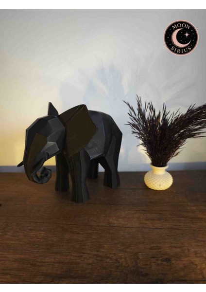 Geometrik Siyah Fil Biblo | Modern Dekoratif Masa ve Raf Süsü 13x15x10 modelleri