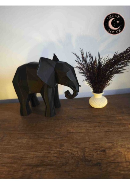 Geometrik Siyah Fil Biblo | Modern Dekoratif Masa ve Raf Süsü 13x15x10 fırsatları