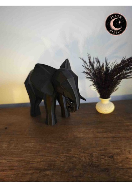 Geometrik Siyah Fil Biblo | Modern Dekoratif Masa ve Raf Süsü 13x15x10 indirimleri