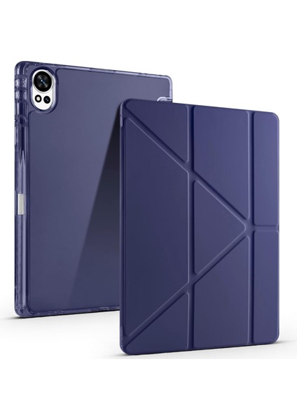 Huawei Matepad 12X Ile Için Uyumlu Kılıf Üçgen Tri Folding Kalem Bölmeli Standlı Kılıfı