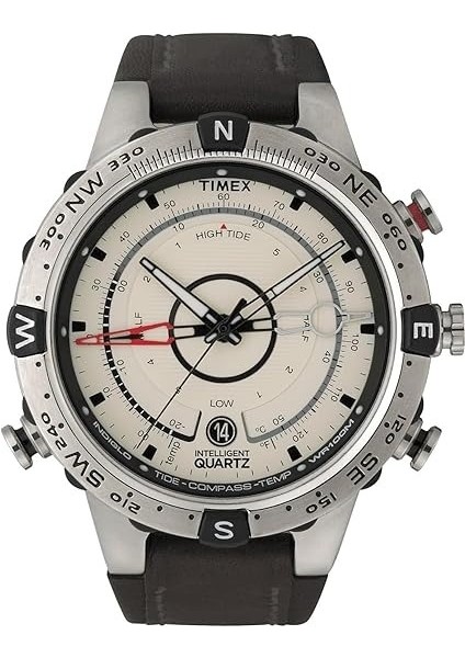 Intelligent Quartz Erkek Gelgit-Sıcaklık-Pusula 45 mm Saat, Paslanmaz Çelik Kasa