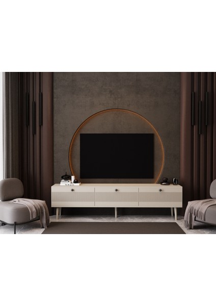Melura Tv Ünitesi - Tv Sehpası 200 cm %100 Mdf Lake Ahşap Ayaklı
