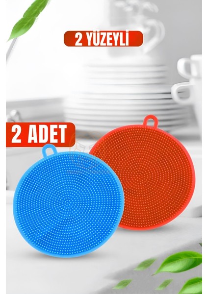 Iki Yüzeyli Silikon Bulaşık Pedi, 2'li Set, Dayanıklı ve Pratik Kullanım