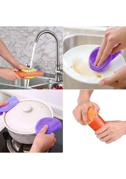 Iki Yüzeyli Silikon Bulaşık Pedi, 2'li Set, Dayanıklı ve Pratik Kullanım indirimleri