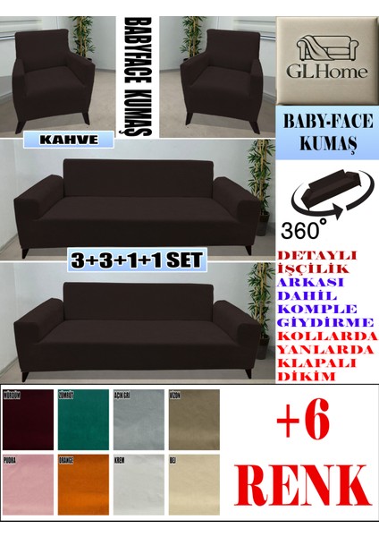 Baby Face Kumaş 3+3+1+1 Komple Giydirme Kanepe&çekyat, Bohem, Porto, Vb. Model Koltuk Kılıfı