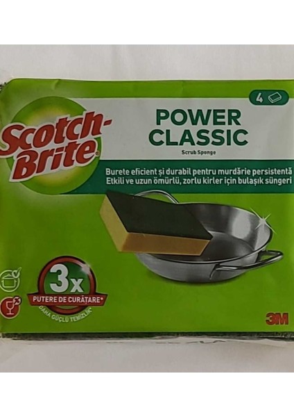 Yeşil Klasik Oluksuz Düz 4'lü Sünger, Temizlik ve Hijyen Için Ideal