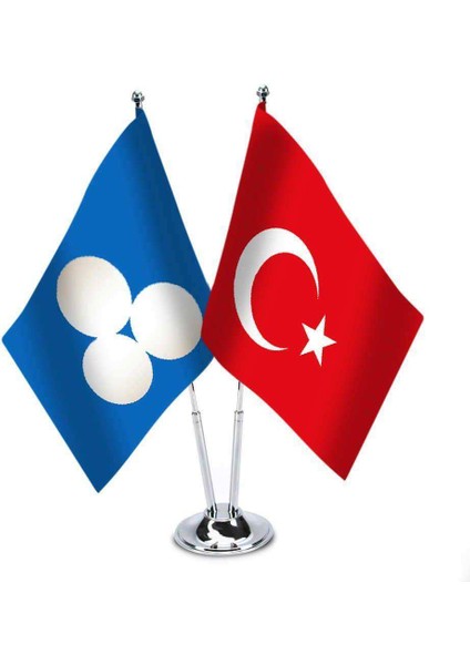 Büyük Timur Imparatorluğu ve Türkiye - Ikili Saten Masa Bayrağı