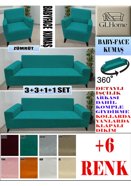 Baby Face Kumaş 3+3+1+1 Komple Giydirme Kanepe&çekyat, Bohem, Porto, Vb. Model Koltuk Kılıfı