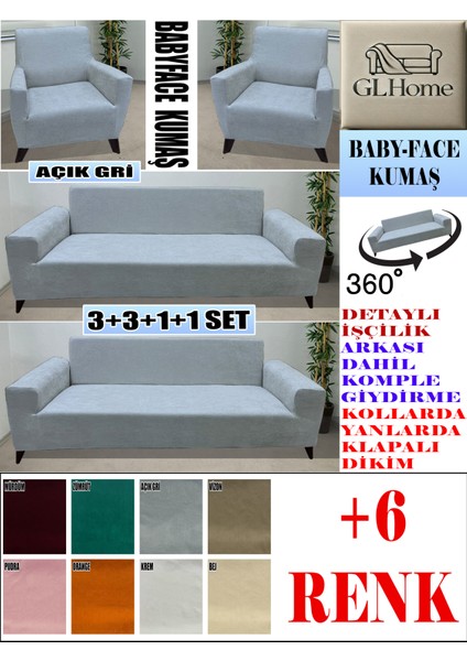 Baby Face Kumaş 3+3+1+1 Komple Giydirme Kanepe&çekyat, Bohem, Porto, Vb. Model Koltuk Kılıfı