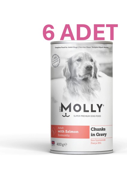 Sos Içinde Parça Somonlu Yetişkin Köpek Konservesi 6*400GR (6 Adet)