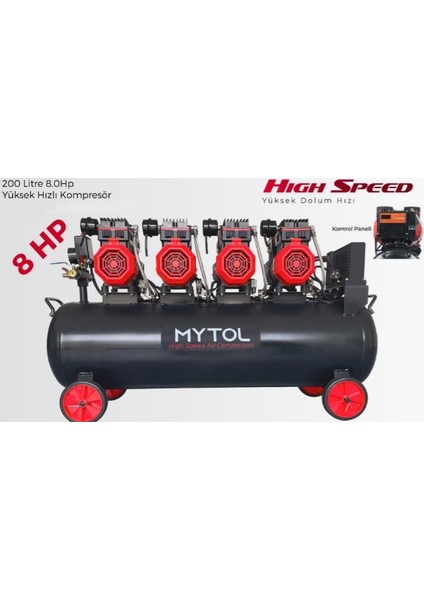 200 Lt 8 Hp Yüksek Hızlı Kompresör