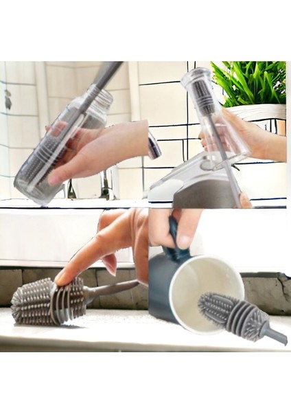 Uzun Saplı Silikon Temizlik Fırçası, Biberon, Kavanoz ve Bardak Yıkama Için fırsatları