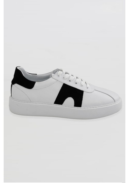 Beyaz-Siyah Casual Deri Ayakkabı