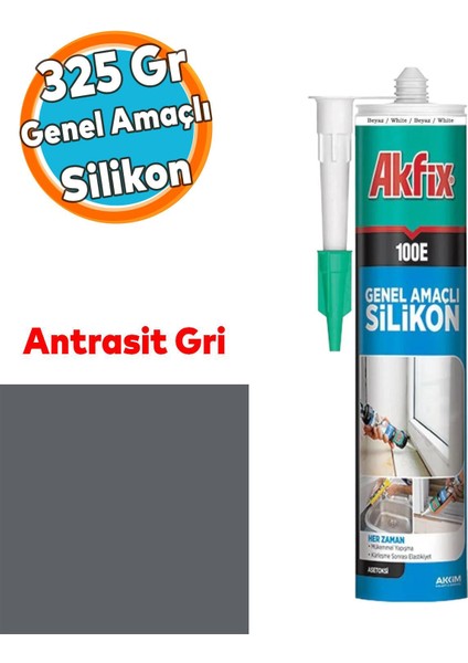 Genel Amaçlı Akrilik Mastik Silikon 325 gr Kapı Pencere Pvc Montaj Yalıtım Yapışma Antrasit Gri