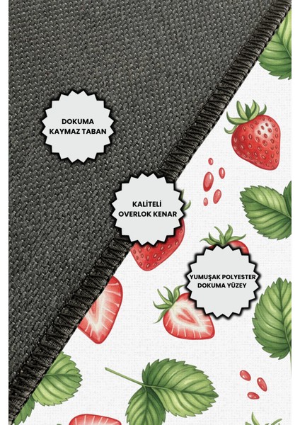 Çilek Desenli Halı Dijital Baskılı Dokuma Kaymaz Tabanlı Yıkanabilir Antialerjik Evcil Hayvan Dostu Salon Halısı indirimleri