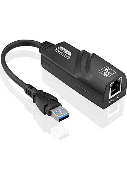 USB to Ethernet Gigabit Adaptör – 10/100/1000 Mbps | Siyah Renk | Tak-Çalıştır 🔌🌐