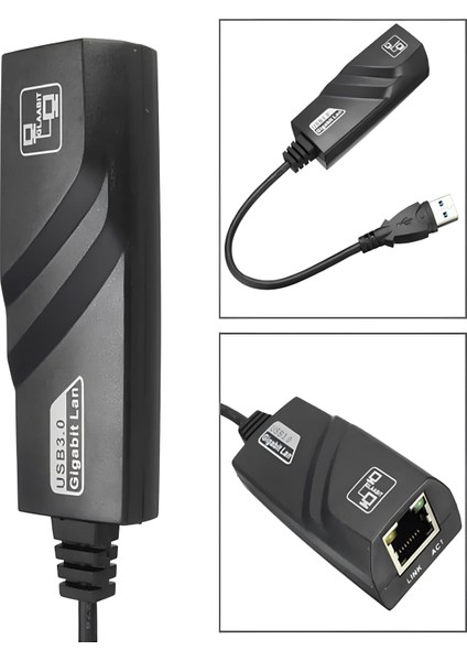 USB to Ethernet Gigabit Adaptör – 10/100/1000 Mbps | Siyah Renk | Tak-Çalıştır 🔌🌐