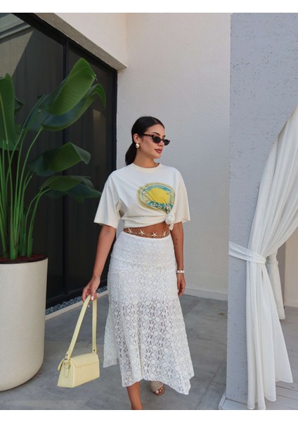 Güpürlü Asimetrik Uzun Etek fırsatları