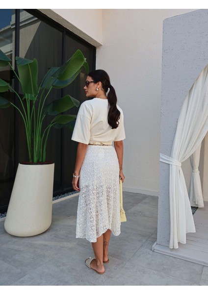 Güpürlü Asimetrik Uzun Etek indirimleri