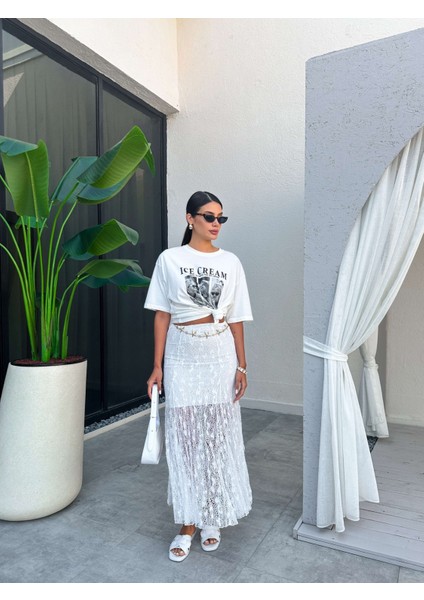 Kloş Detaylı Dantel Etek modelleri