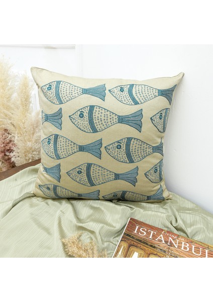 Kyadar Balık Desenli Kırlent 50X50 cm fiyatları