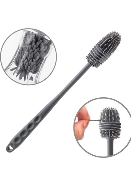 Uzun Saplı Silikon Fırça ile Biberon ve Suluk Temizliği