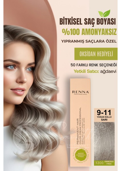 Amonyaksız Bitkisel Yıpranmış Saçlar İçin Saç Boyası 9-11 Yoğun Küllü Sarı 60 ml