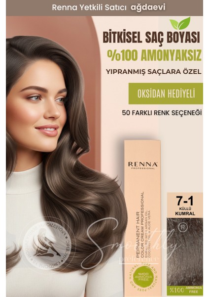 Amonyaksız Bitkisel Yıpranmış Saçlar İçin Saç Boyası 7-1 Küllü Kumral 60 ml