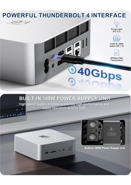 GTI14 Ultra Aı Pc Intel® Core™ Uıtra 9 185H, 96GB Ram, 2tb M.2 Ssd, Wifi, Hdmı, Dp, Thunderbolt 4, Win.11 Pro Mini PC(BEE-GTI14-96G2T) fırsatları