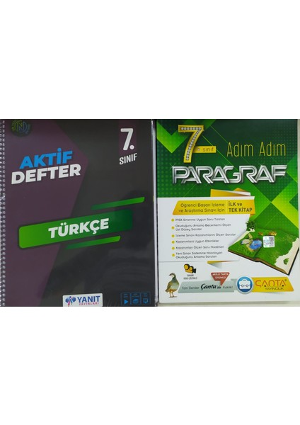 Yanıt Yayınları 7. Sınıf Aktif Defter Türkçe+Çanta Paragraf Soru Bankası