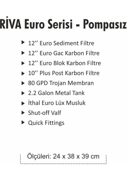 Riva Serisi 5 Filtreli 8 Litre Pompasız Su Arıtma Cihazı modelleri