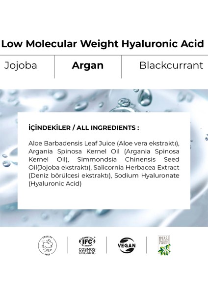 Organik Hyalüronik Asit Serum – Yoğun Nemlendirici Gece ve Gündüz Serumu - Vegan H- Boost Serum indirimleri