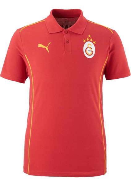 Gs Tsrt 006 Galatasaray Orijinal Lisanslı Polo Yaka Kırmızı Antrenman 5 Yıldızlı T-Shirt + Akrilik Atkı Set Hediyelik Ahşap Kutulu