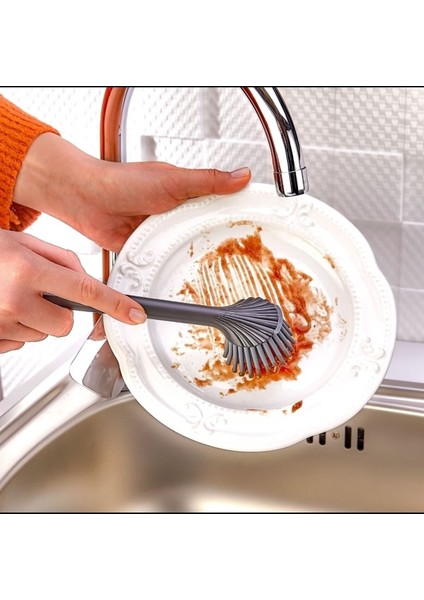 Pratik ve Dayanıklı Silikon Temizlik Fırçası, Lavabo ve Bulaşık Için Ideal.