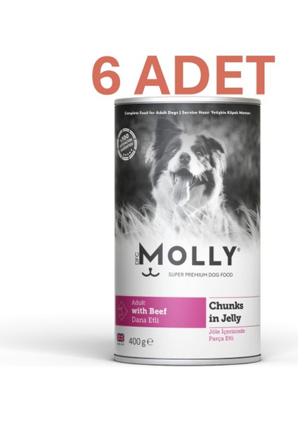 Jöle Içinde Parça Dana Etli Yetişkin Köpek Konservesi 6*400GR (6ADET)