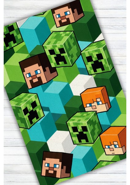 Oyun Halısı Dijital Baskılı Dokuma Kaymaz Tabanlı Yıkanabilir Antialerjik Alex Halısı Evcil Hayvan Dostu Çocuk ve Bebek Odası Halısı Minecraft Karakterleri Oyun Halısı modelleri