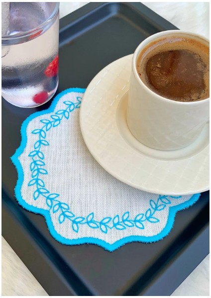 Yaprak Nakışlı Kahve Altlığı,sunum Peçetesi,kahve Yanı Peçetesi,6’lı Kokteyl Peçetesi,bardak Altlığı modelleri