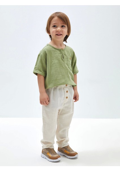 Lcw Kids Yeşil Bisiklet Yaka Kısa Kollu Erkek Bebek Tişört ve Pantolon 2'li Takım fiyatları