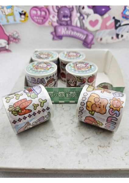 1 Rulo Karalama Defter Çıkartmaları Karikatür Çiçek Kız Sevimli Çıkartmalar 2 mt Su Geçirmez Pet Diy modelleri