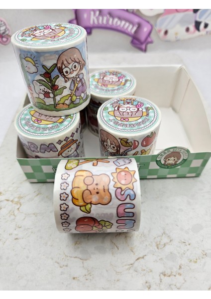 1 Rulo Karalama Defter Çıkartmaları Karikatür Çiçek Kız Sevimli Çıkartmalar 2 mt Su Geçirmez Pet Diy fırsatları